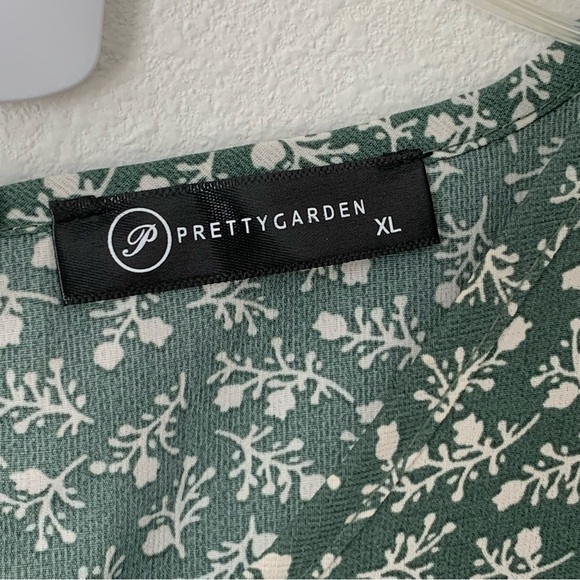 PRETTYGARDEN Maxi Dress Womens XL Flutter Sleeve Smocked Tiered Boho Floral - Picture 3 of 14